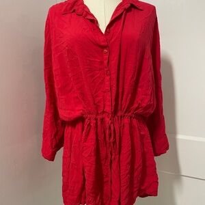 LSpace Red Button-Up Dress M